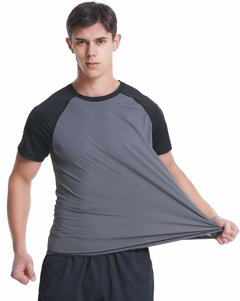 VAYAGER Men's Swim Shirts Rash Guard UPF 50+ T Shirts Quick Dry Loose Fit Water Surfing Shirt(Gray-M) - Image 3